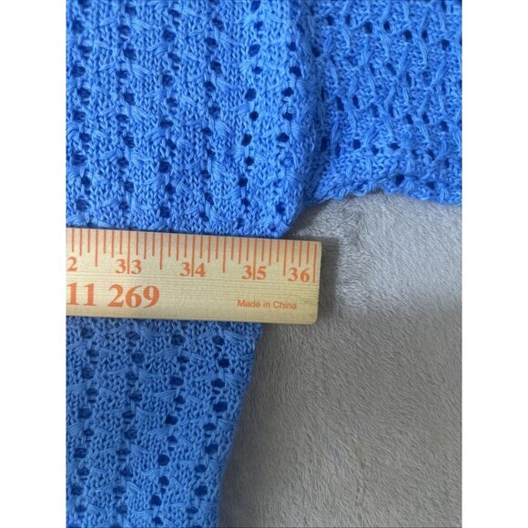 Women’s Catherines Knitted Open Cardigan Imported Yarns Blue Plus 3X - Picture 3 of 11